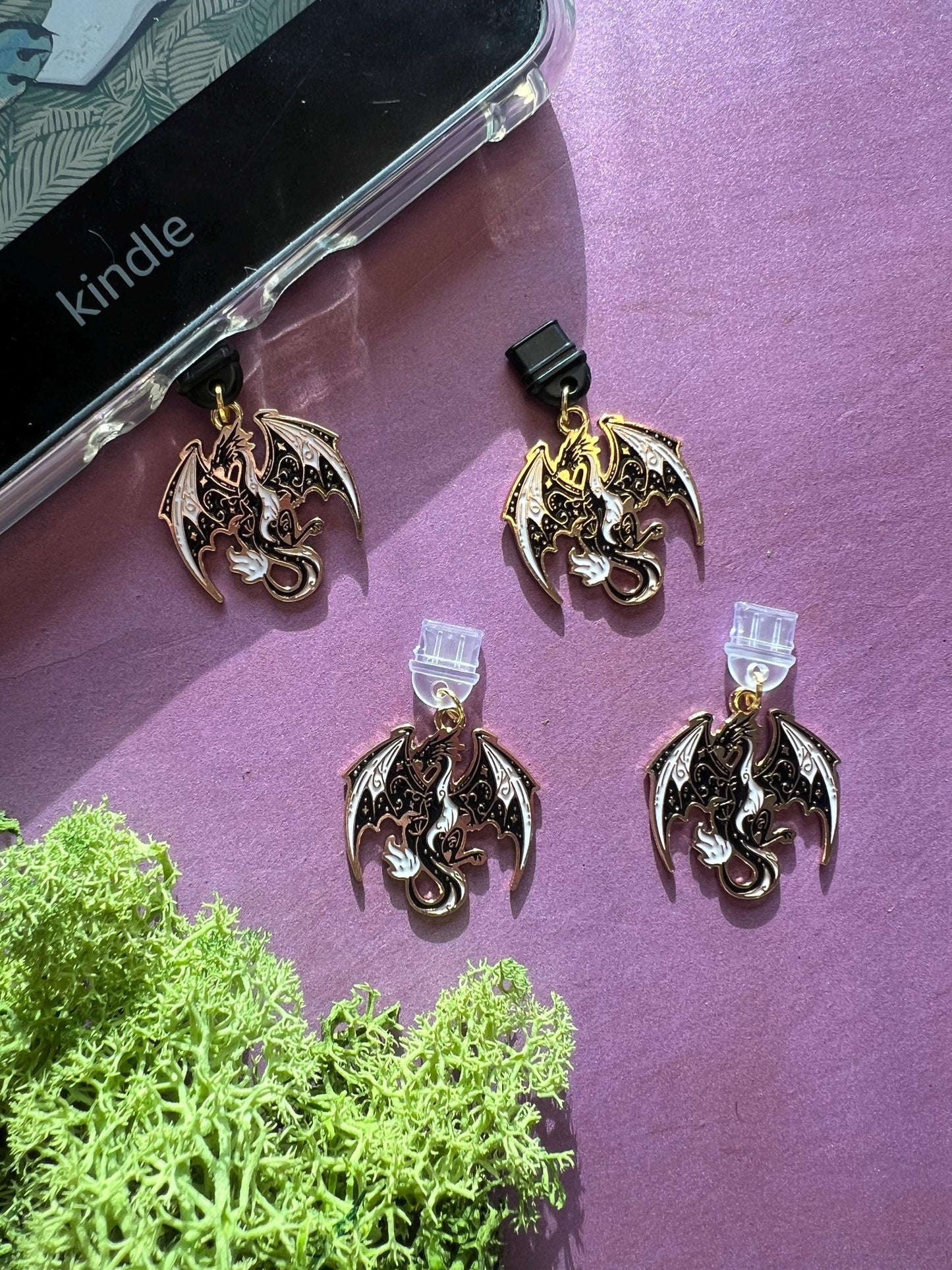 Dragon fantasy dust plug charm - Bookish Accessory for Kindle & E-Reader Lovers