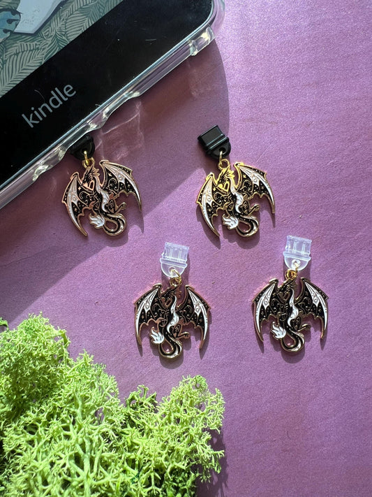 Dragon fantasy dust plug charm - Bookish Accessory for Kindle & E-Reader Lovers