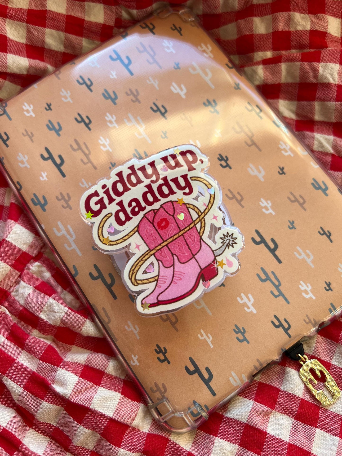 Giddy up Daddy western Humour device grip - Cowboy romance reader accessories