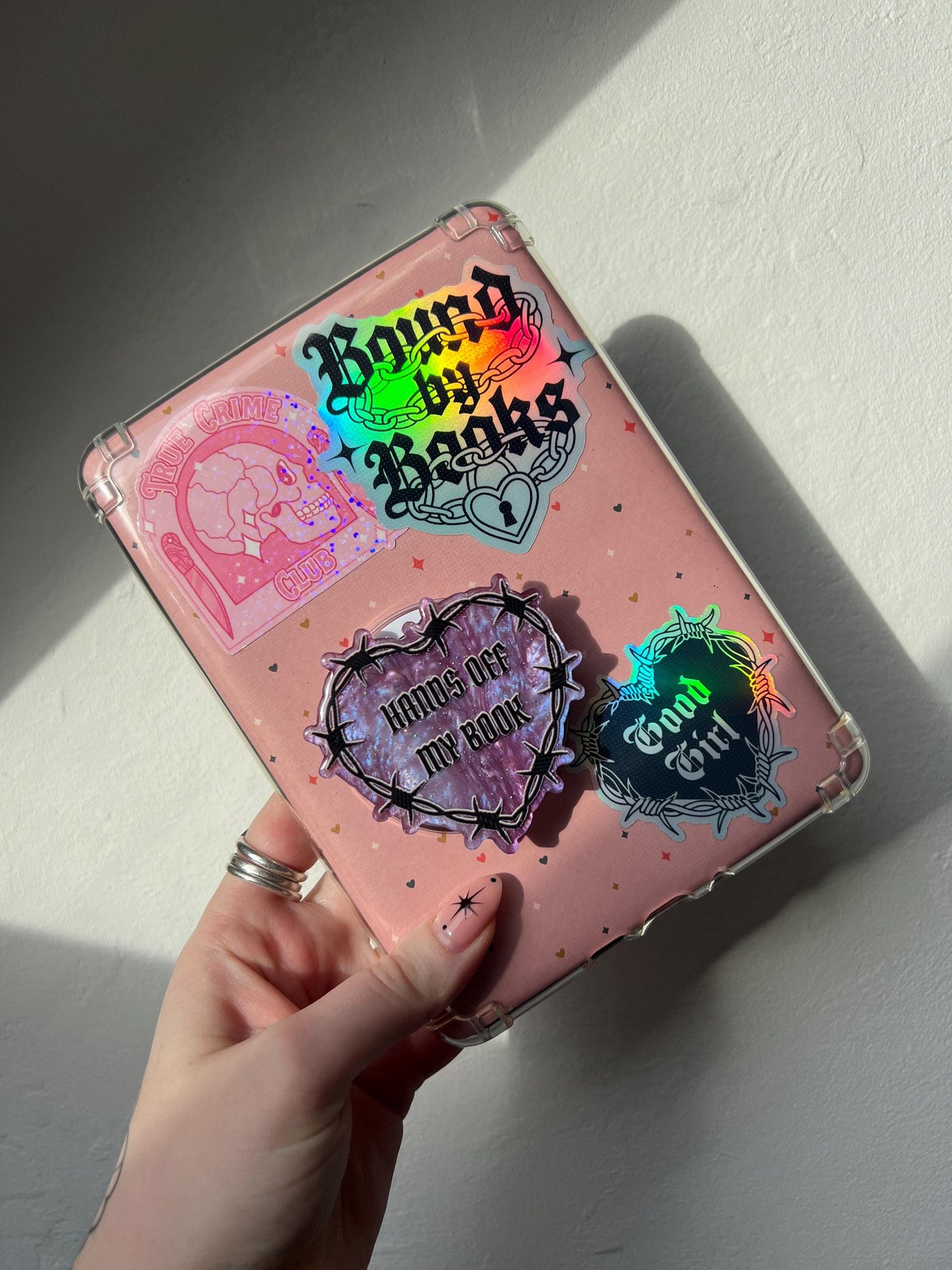 Hands off my book device holder - romancer reader barbed wire accessories