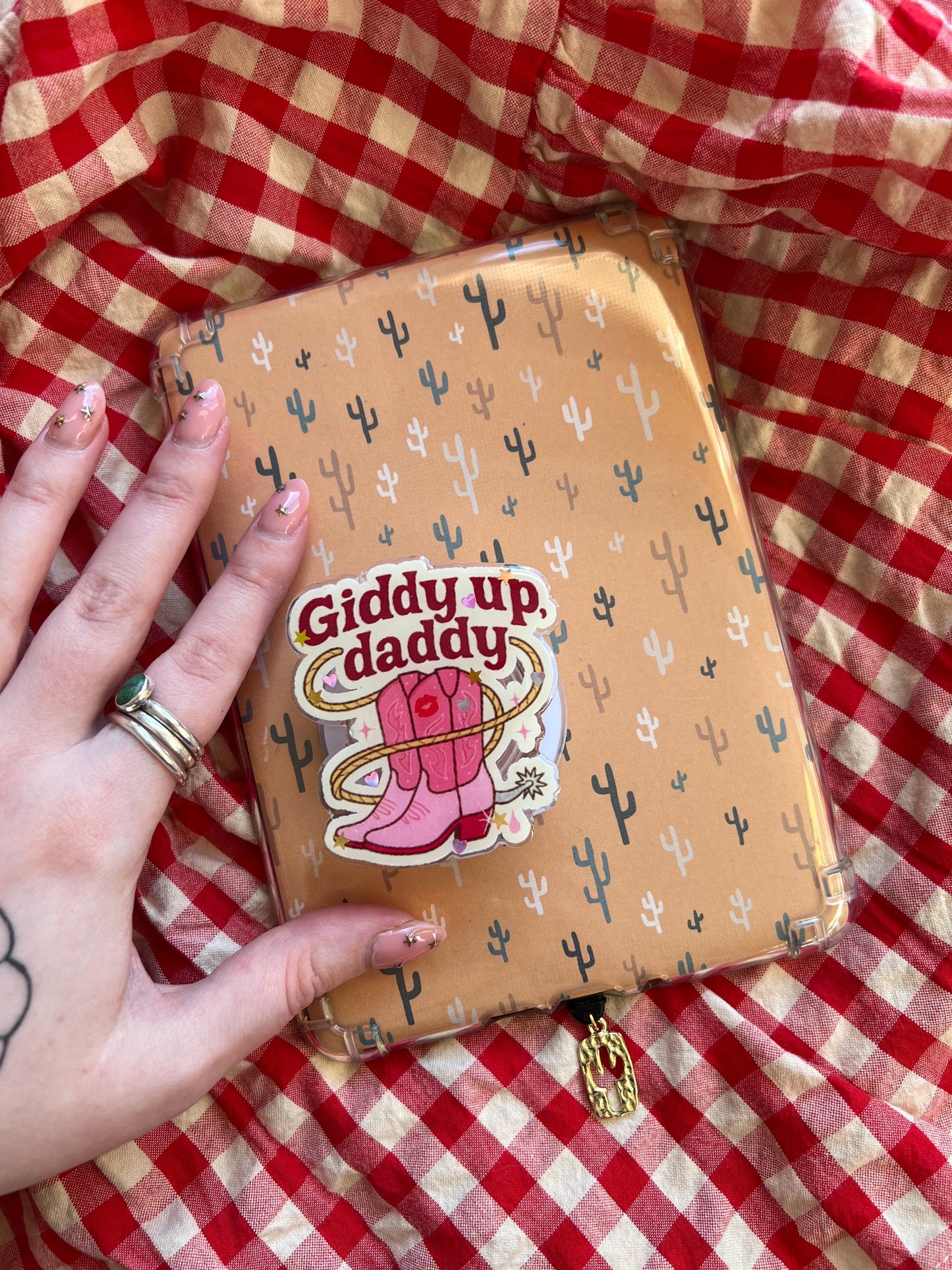 Giddy up Daddy western Humour device grip - Cowboy romance reader accessories