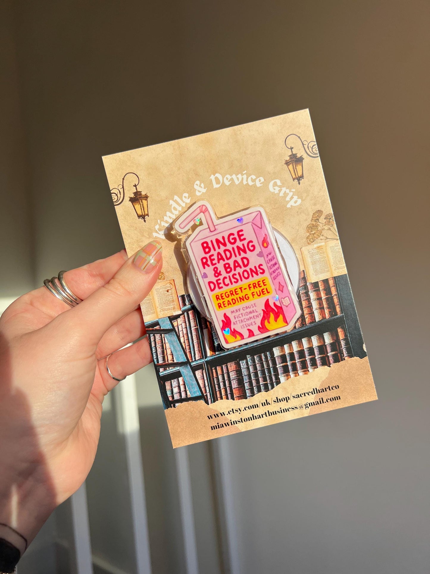 Binge reading & Bad decisions device grip - Funny reading accessories