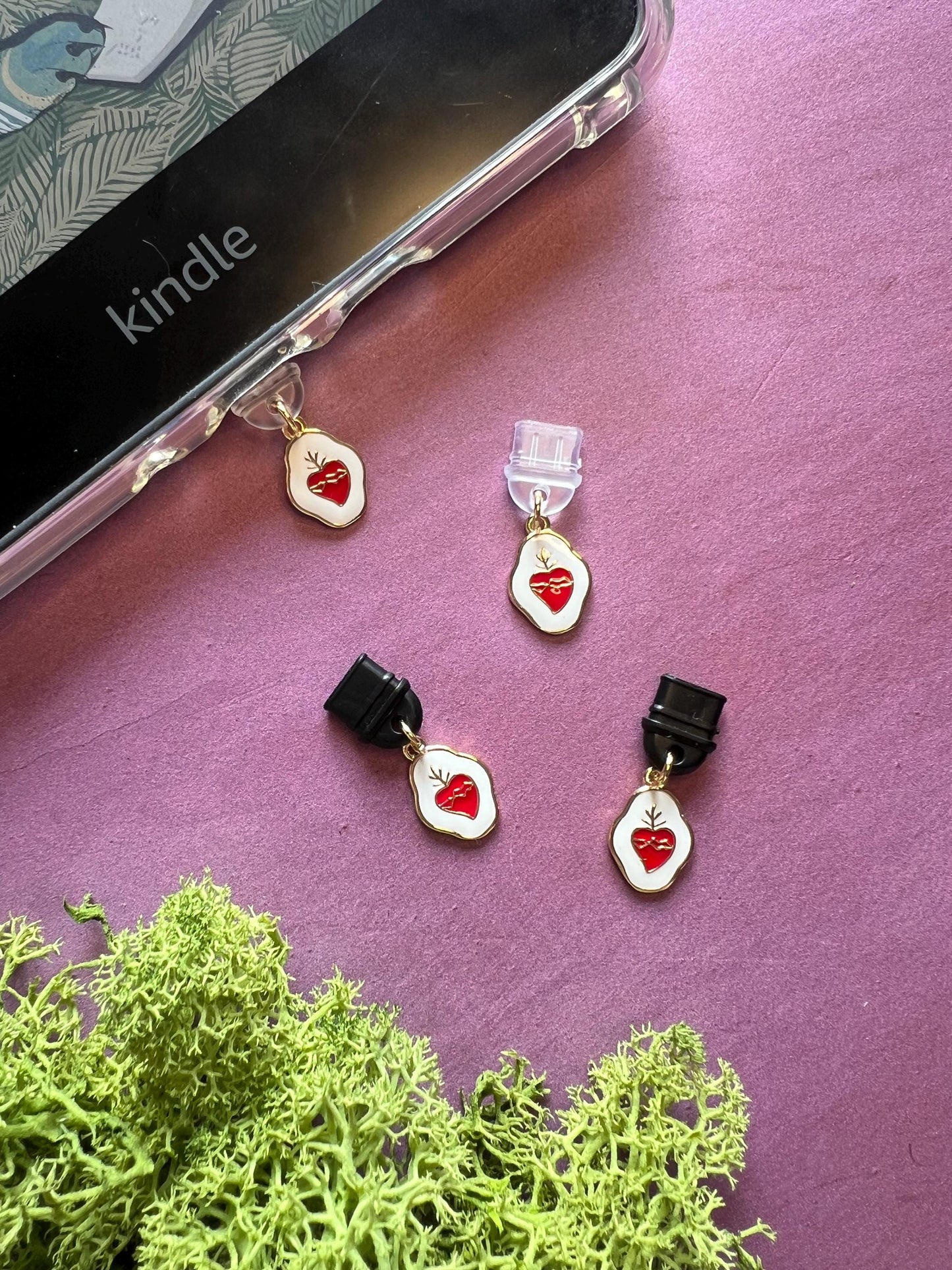 Sacred heart dust plug charm - Bookish Accessory for Kindle & E-Reader Lovers