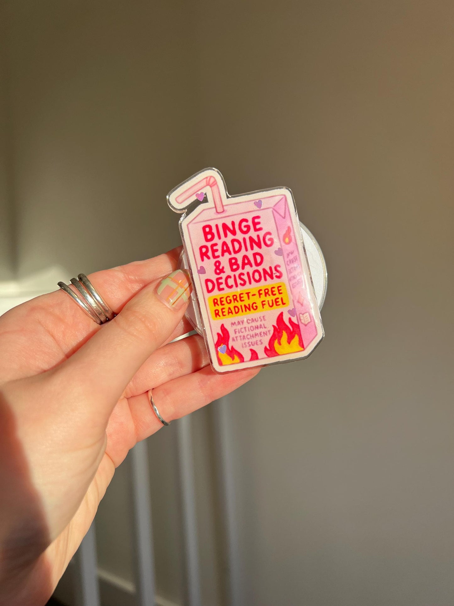Binge reading & Bad decisions device grip - Funny reading accessories