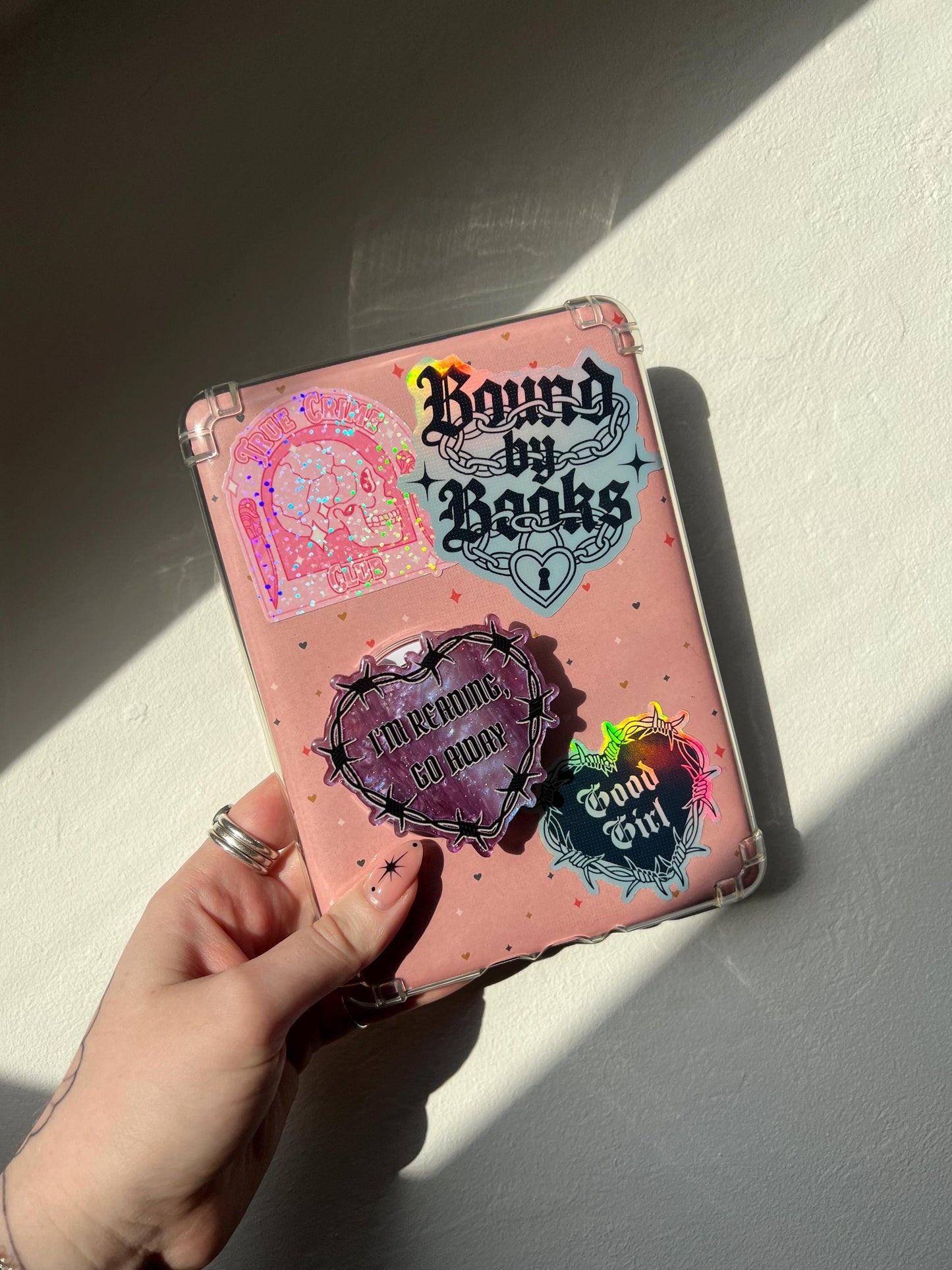 I'm reading go away kindle holder - Gothic reader accessories