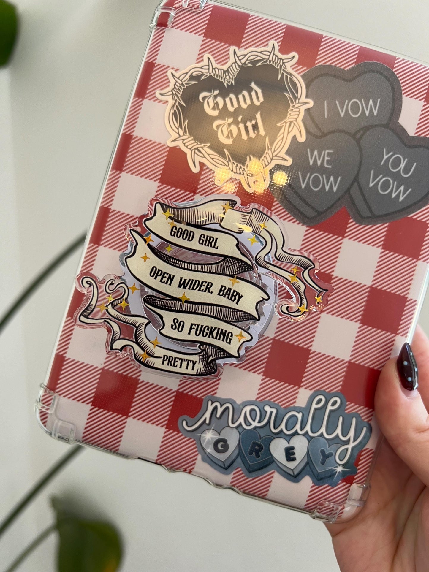 Open wide, Good girl device holder - Dark romance reader accessories