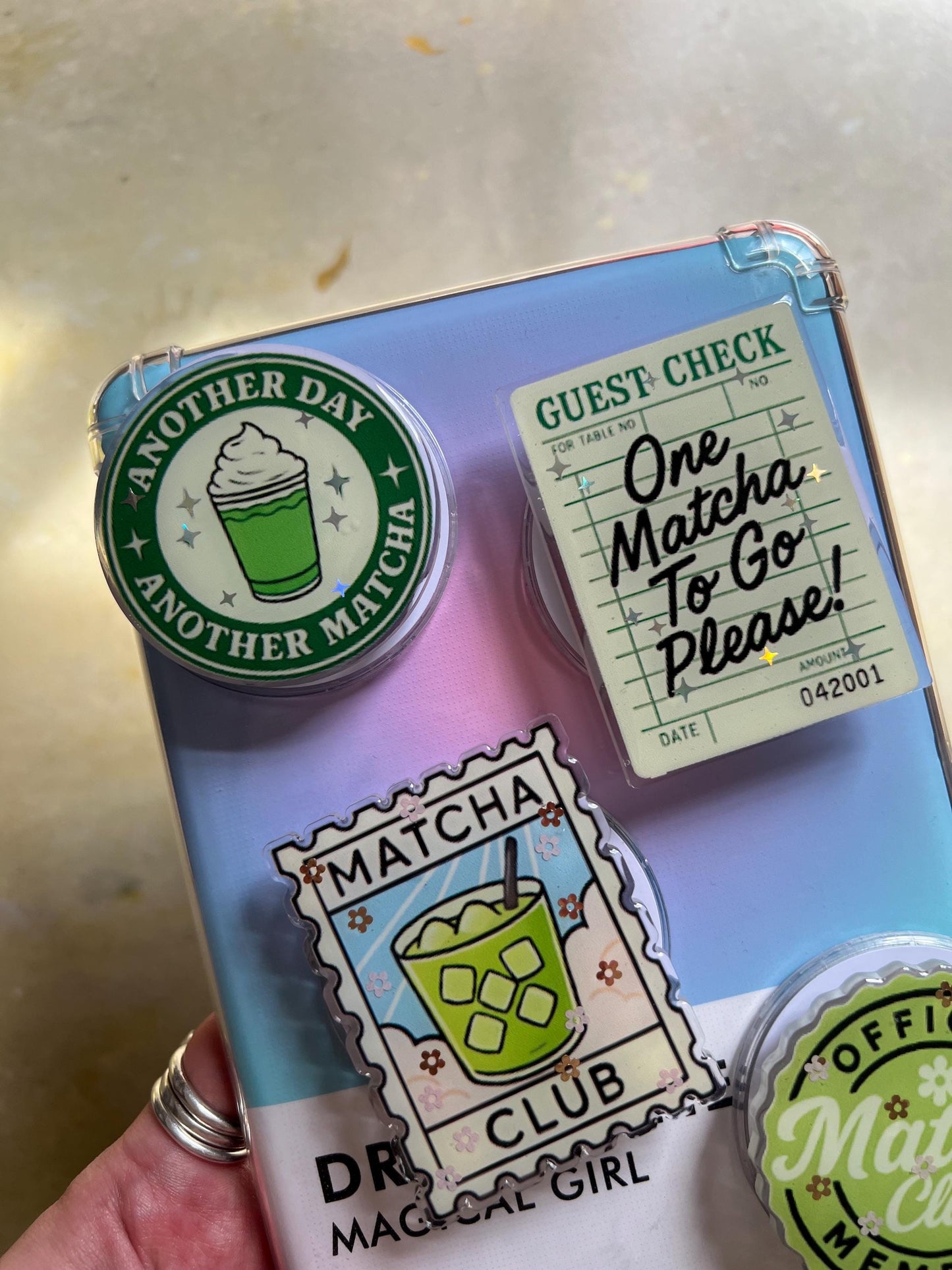 Matcha themed device holder - Iced matcha accessories