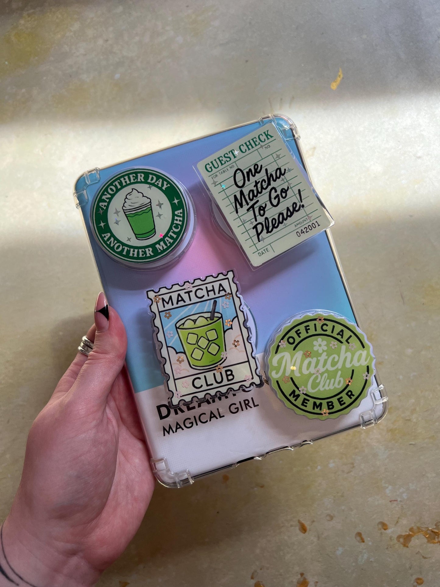 Matcha themed device holder - Iced matcha accessories