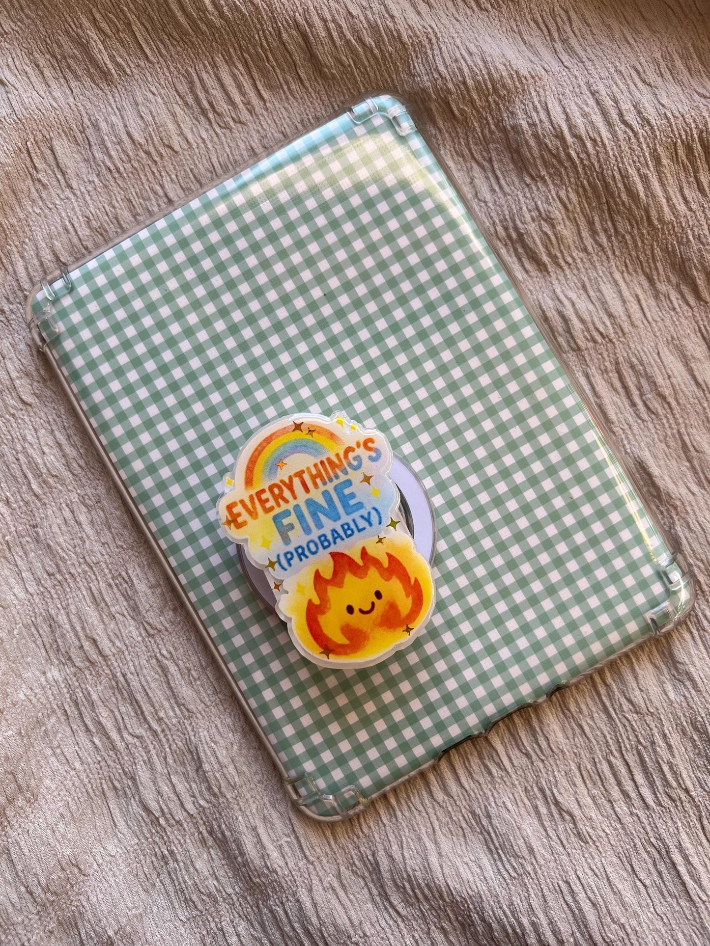 Everything’s Fine Probably Kindle Grip – Cosy chaos bookish accessories