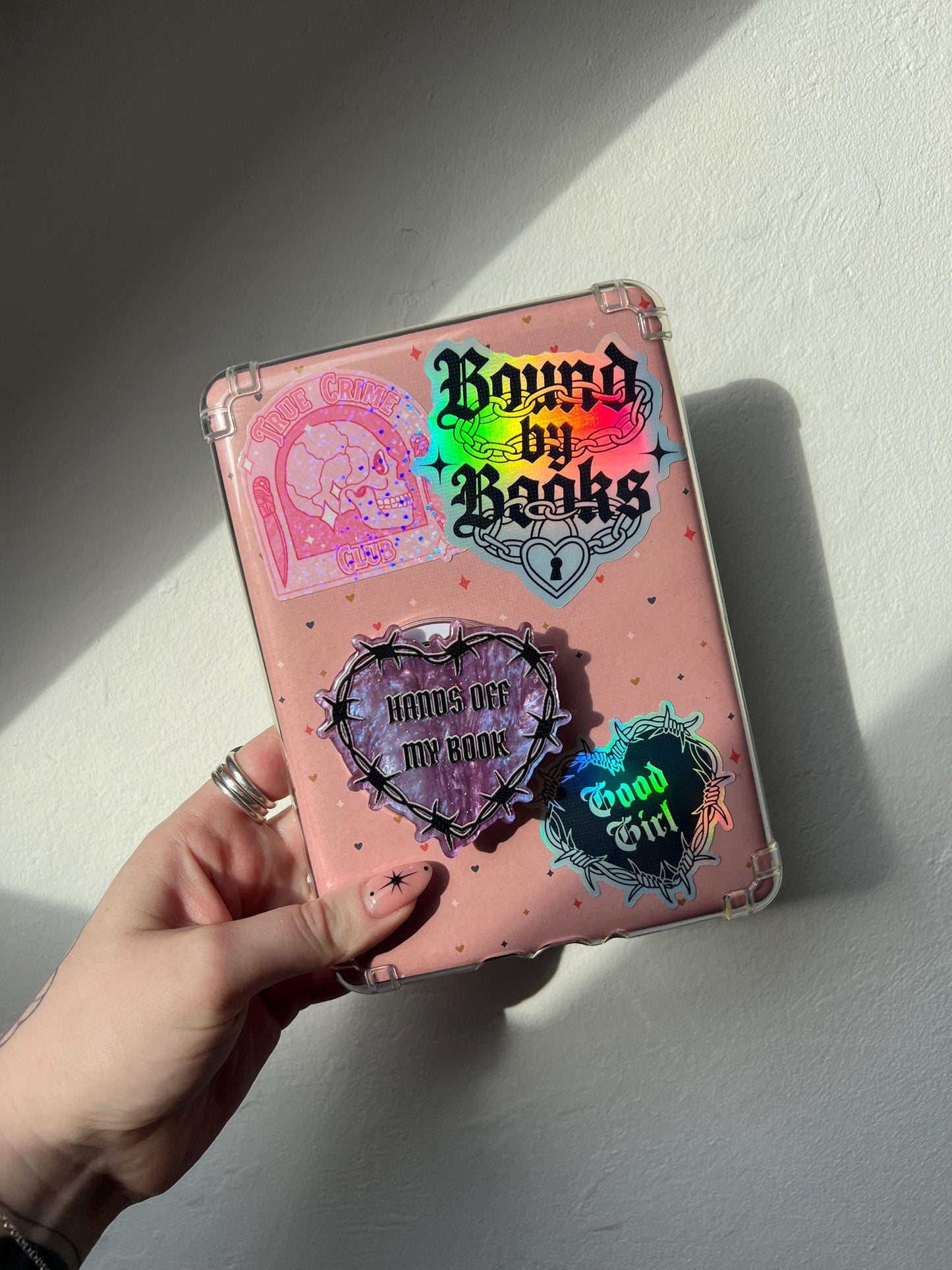 Hands off my book device holder - romancer reader barbed wire accessories