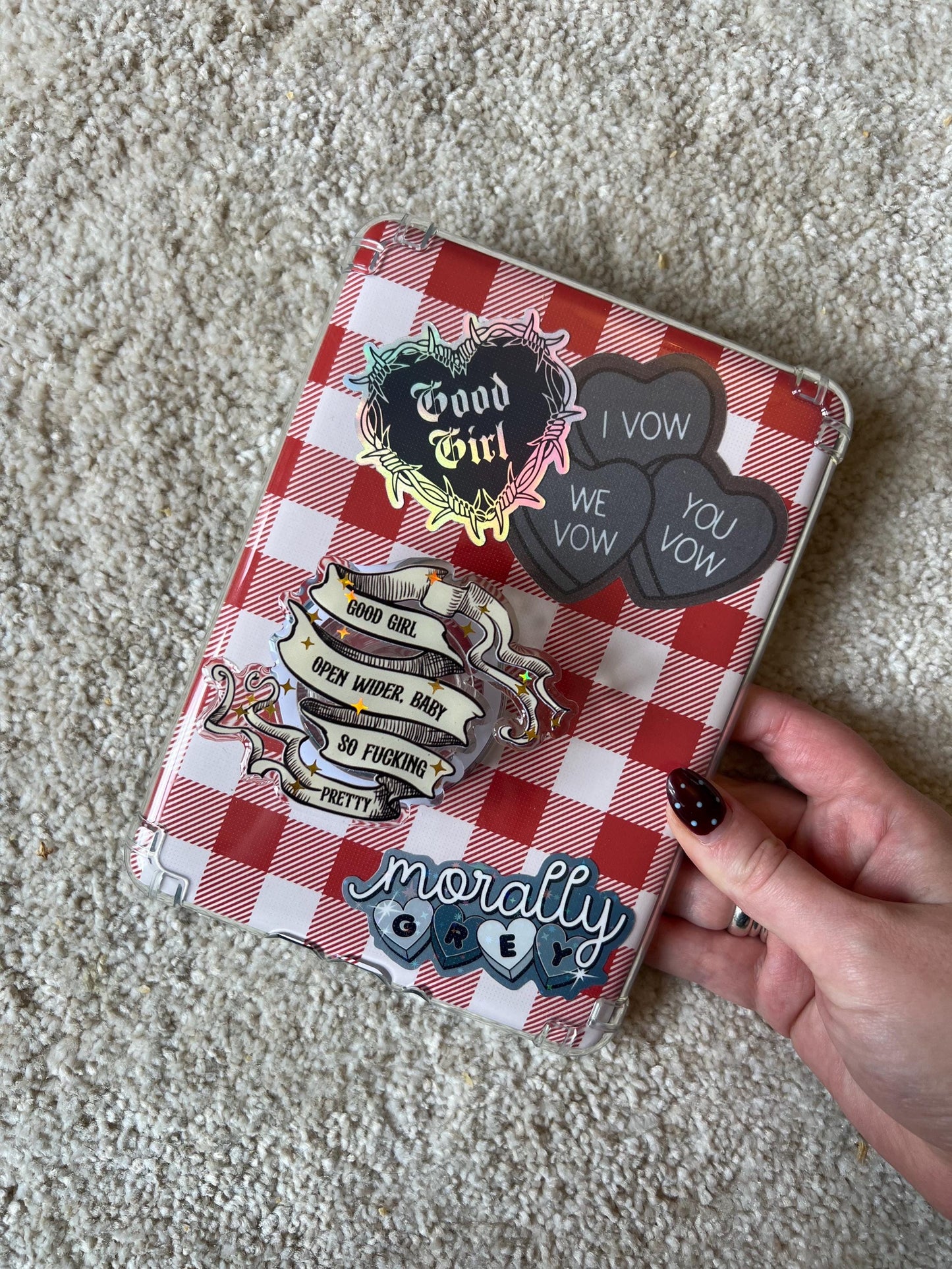 Open wide, Good girl device holder - Dark romance reader accessories