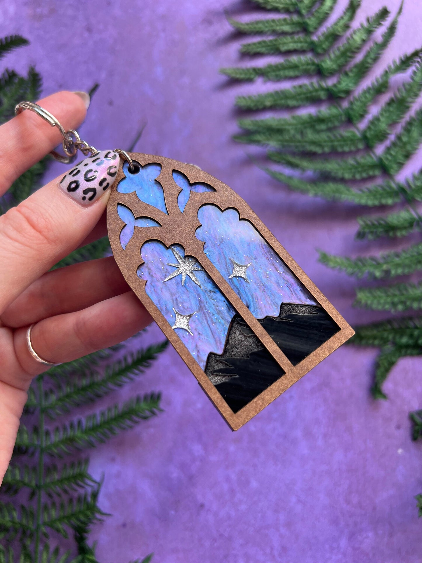 Lavender lilac night court key ring - fantasy romance reader accessories