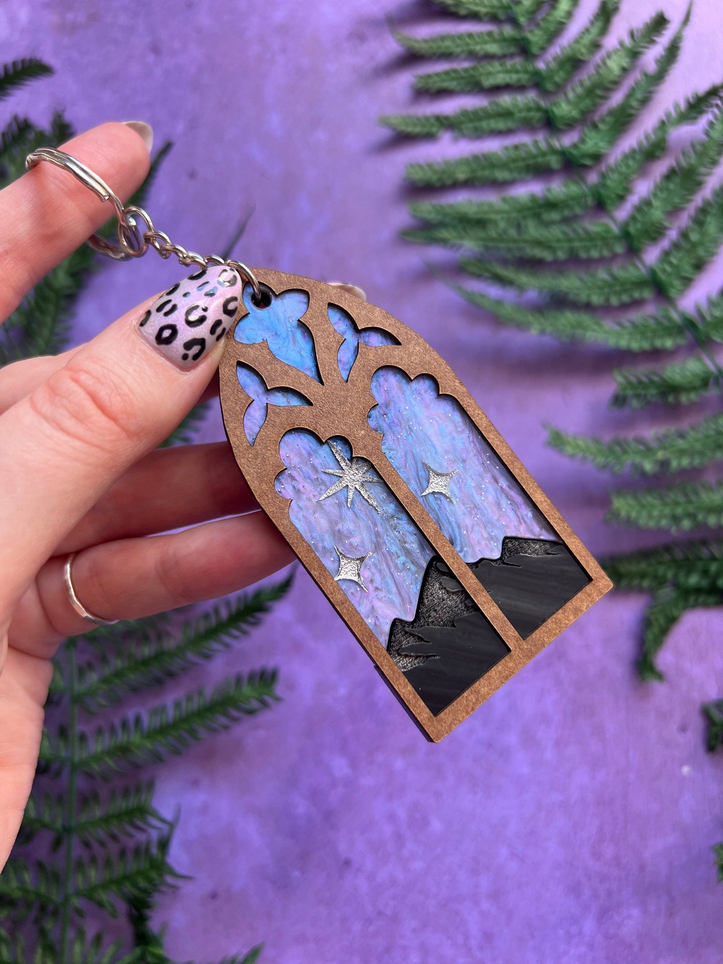 Lavender lilac night court key ring - fantasy romance reader accessories