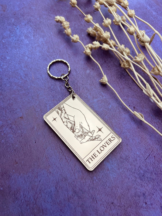The lovers tarot card keychain - Fantasy romance reader accessories