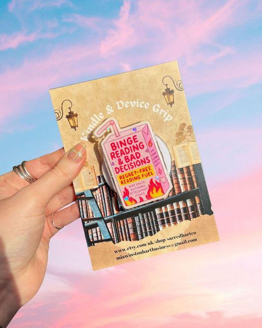 Binge reading & Bad decisions device grip - Funny reading accessories