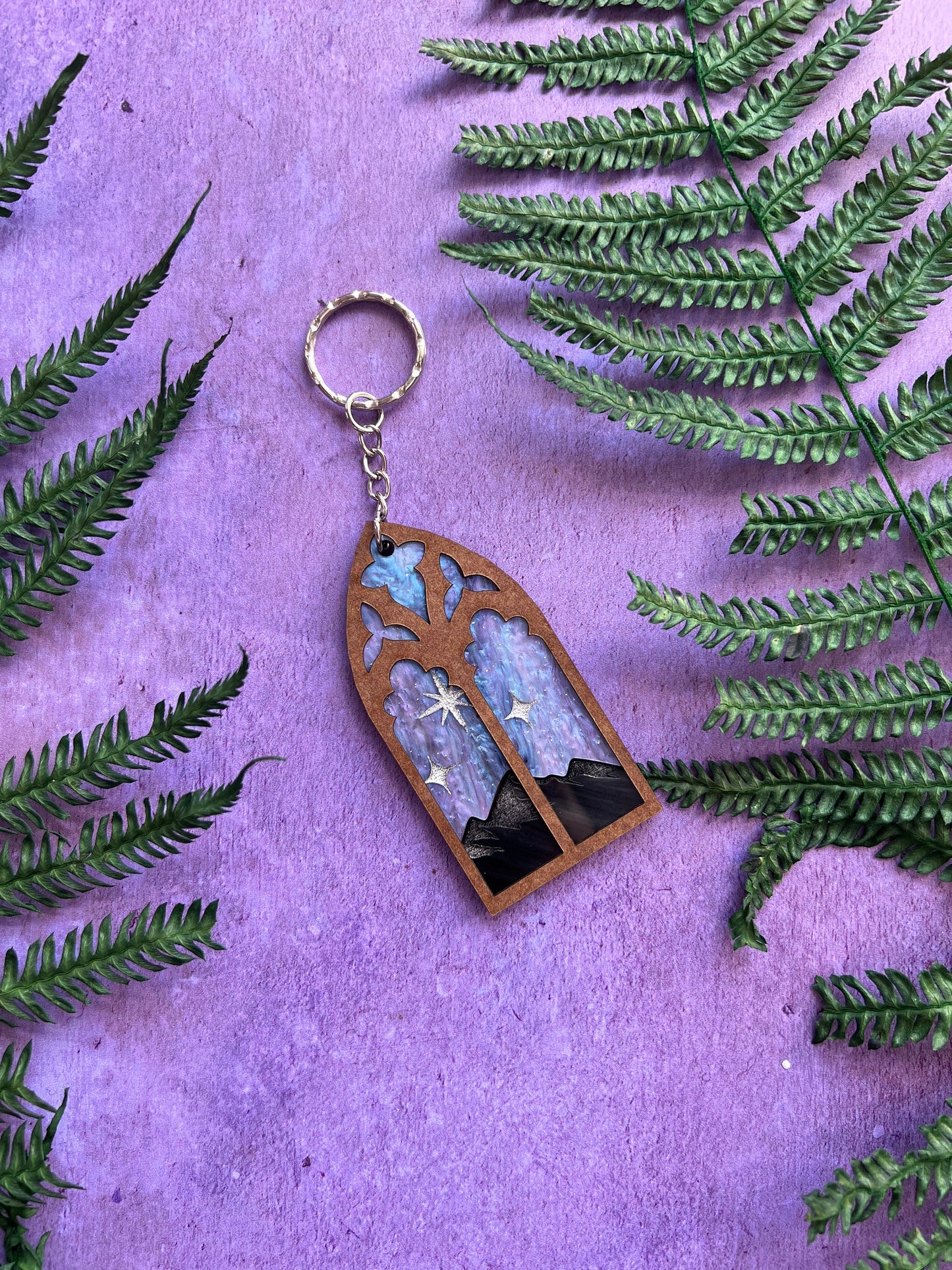 Lavender lilac night court key ring - fantasy romance reader accessories