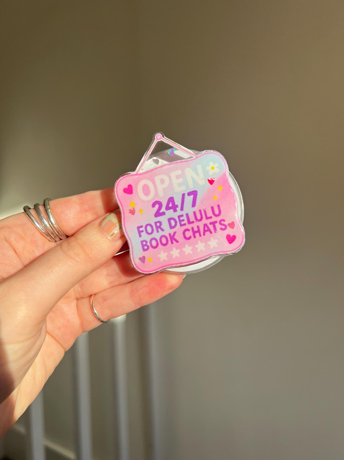 Open 24/7 for delulu book chats device holder - funny reader acessories