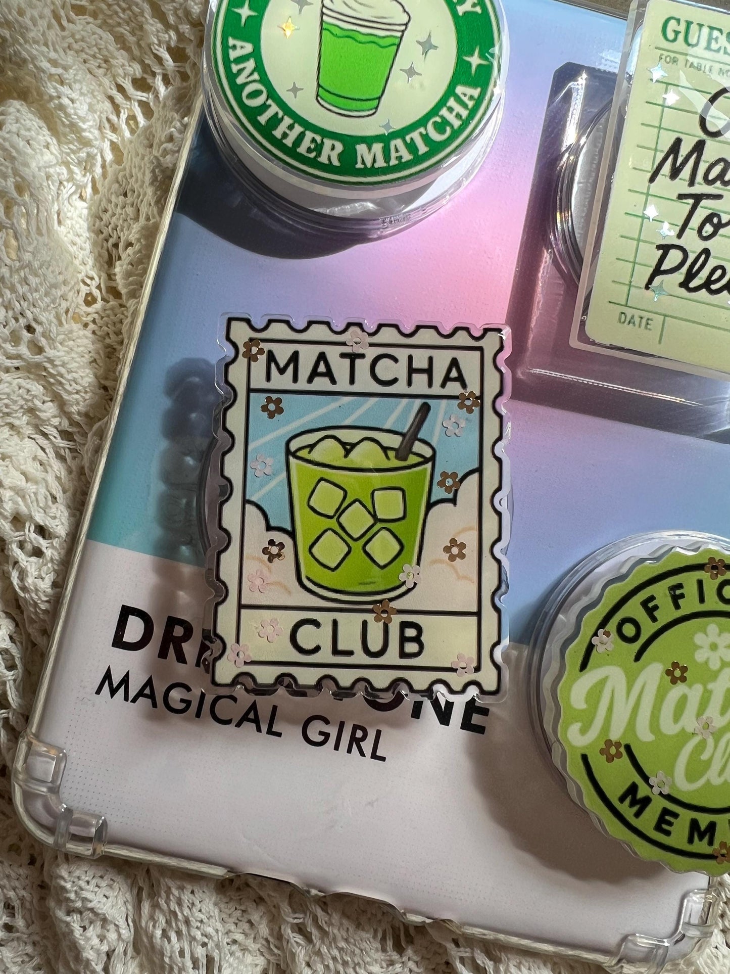 Matcha themed device holder - Iced matcha accessories