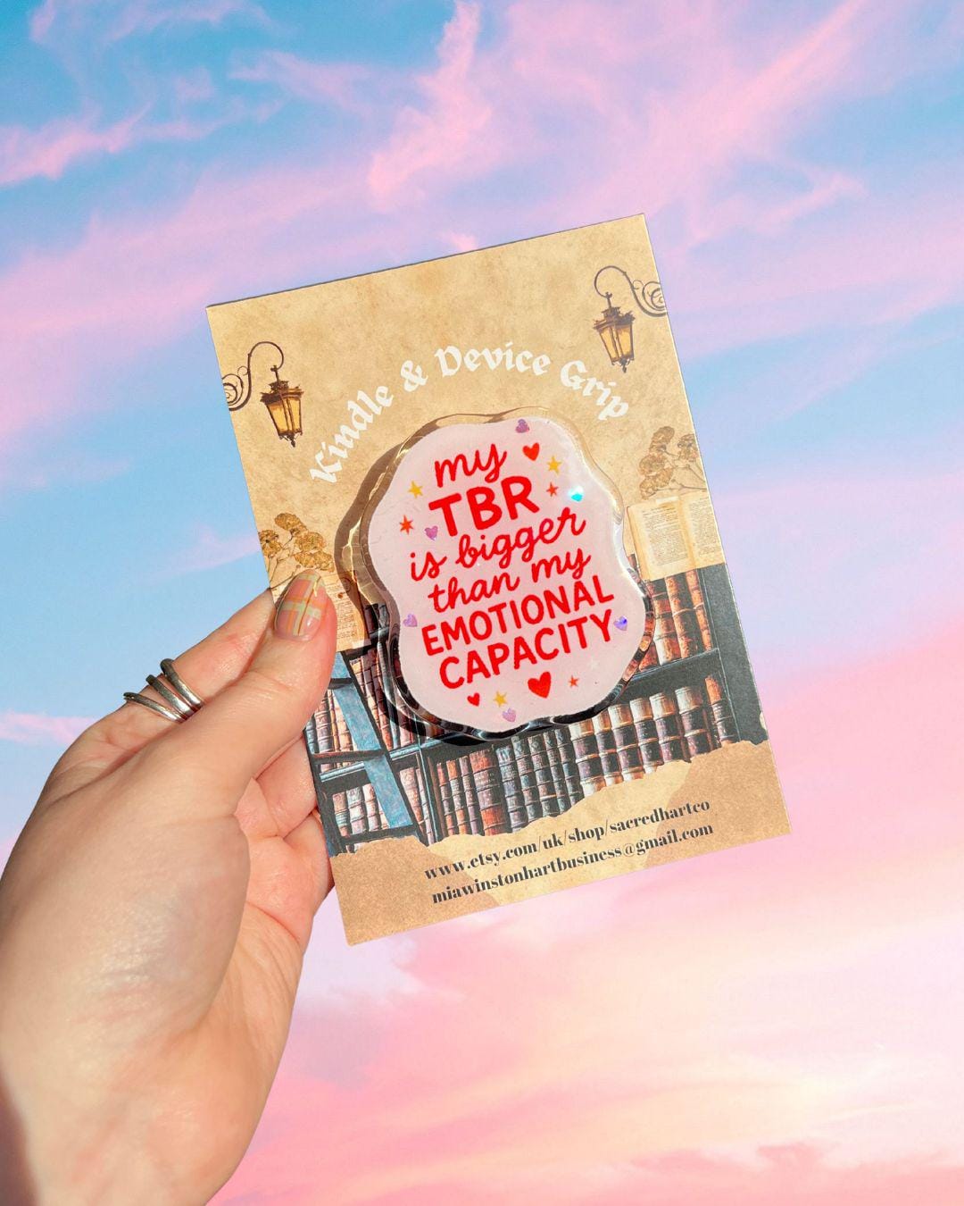 My TBR list is bigger than my emotional capacity device holder - Funny reader pink accessories