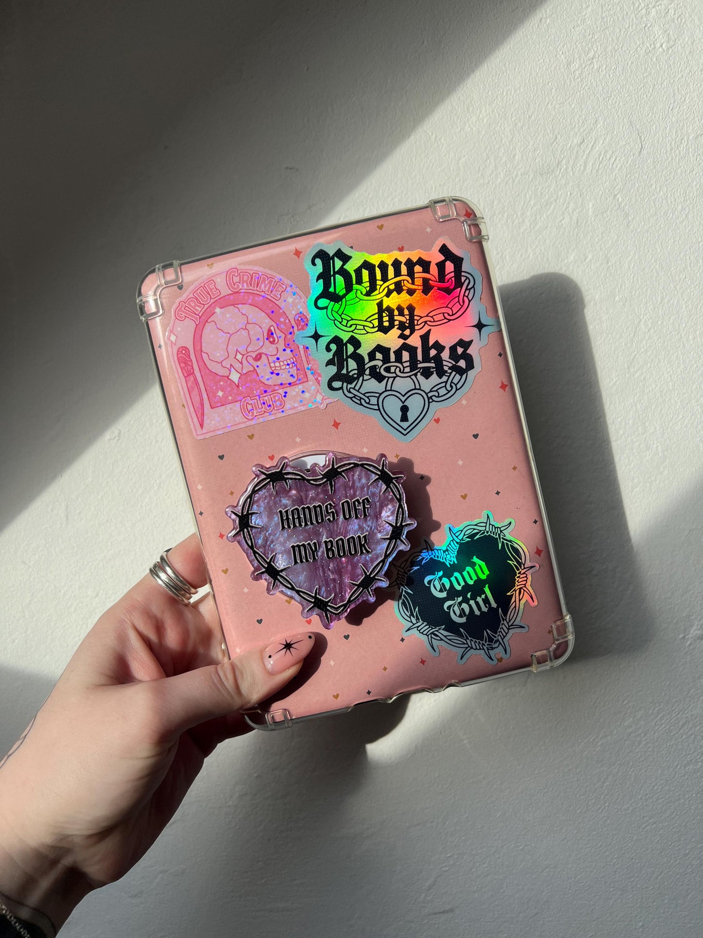 Hands off my book device holder - romancer reader barbed wire accessories